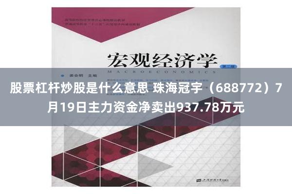 股票杠杆炒股是什么意思 珠海冠宇（688772）7月19日主力资金净卖出937.78万元