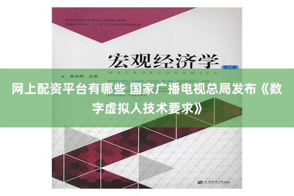 网上配资平台有哪些 国家广播电视总局发布《数字虚拟人技术要求》