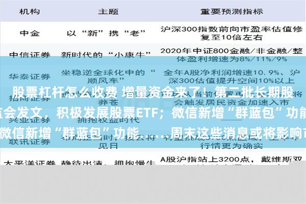 股票杠杆怎么收费 增量资金来了！第二批长期股票投资试点获批；证监会发文，积极发展股票ETF；微信新增“群蓝包”功能……周末这些消息或将影响市场